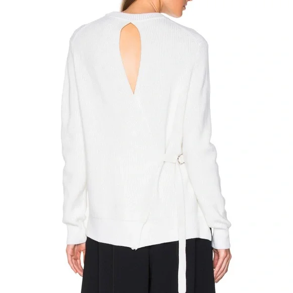 Proenza Schouler Ivory Cotton Cashmere Rib Wrap SweaterMEDIUM
